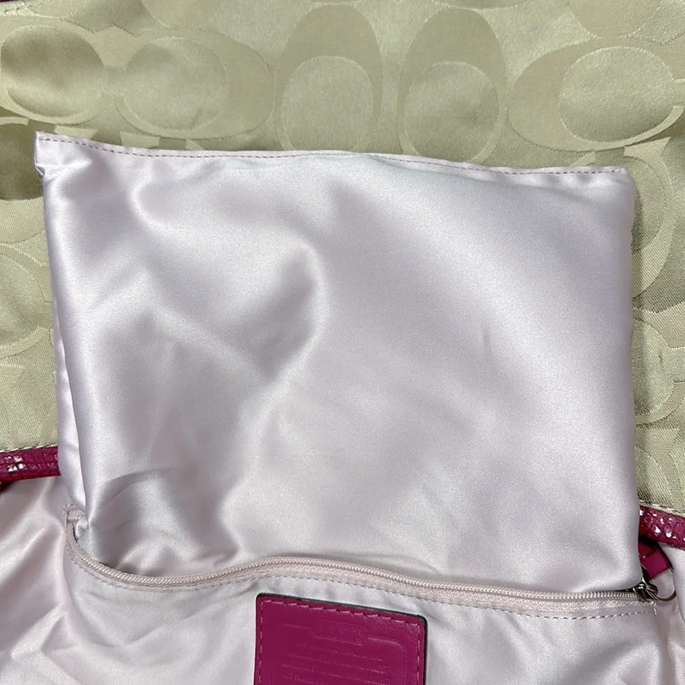 COACH Peyton Signature Sateen Turnlock Snakeprint Hobo